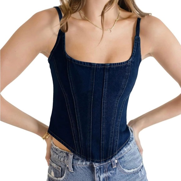 Denim Crop Tank - Picture 1 of 3